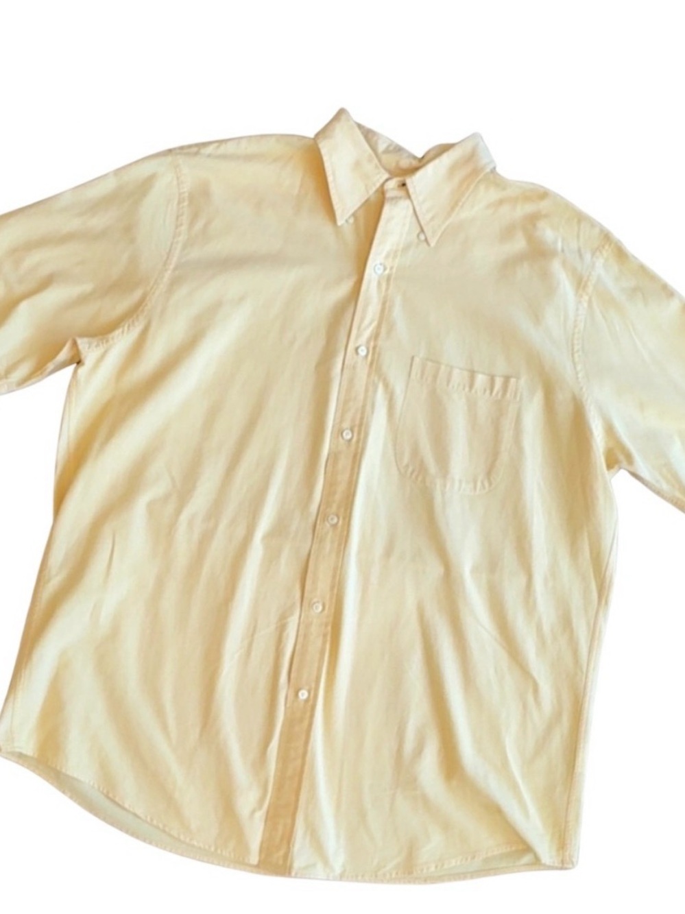 Lands' End Button-Down Short Sleeve Shirt in Light Beige